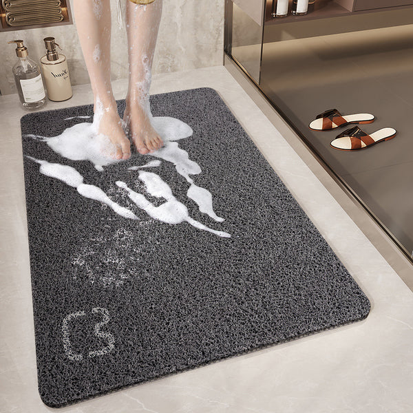 Non Slip Loofah Style Bath Bathroom Mat Quick Dry Soft Cat Head Black 44x75cm