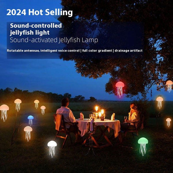 Jellyfish Nursery Bedside LED Night Light Lamp Colour Change Voice Control USB Base
