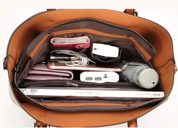 Faux PU Leather Tote Shoulder Bag Handbag Detachable Strap Pink