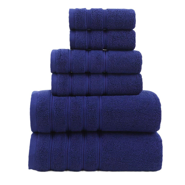 6 Pce Cotton Bath Hand Towel Facecloth Washcloth Set Blue