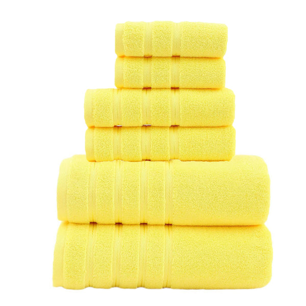 6 Pce Cotton Bath Hand Towel Facecloth Washcloth Set Yellow