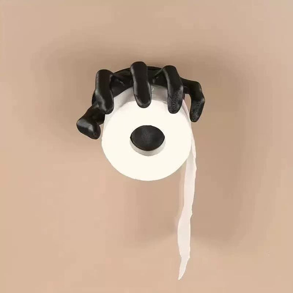 Hand Shaped Toilet Paper Holder Wall Mounted Resin Black