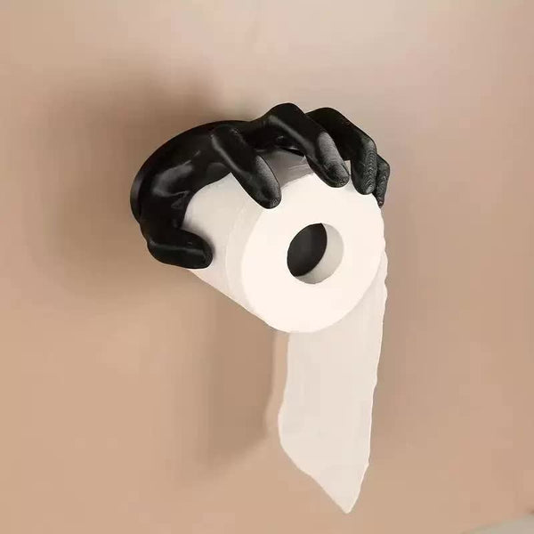 Hand Shaped Toilet Paper Holder Wall Mounted Resin Black