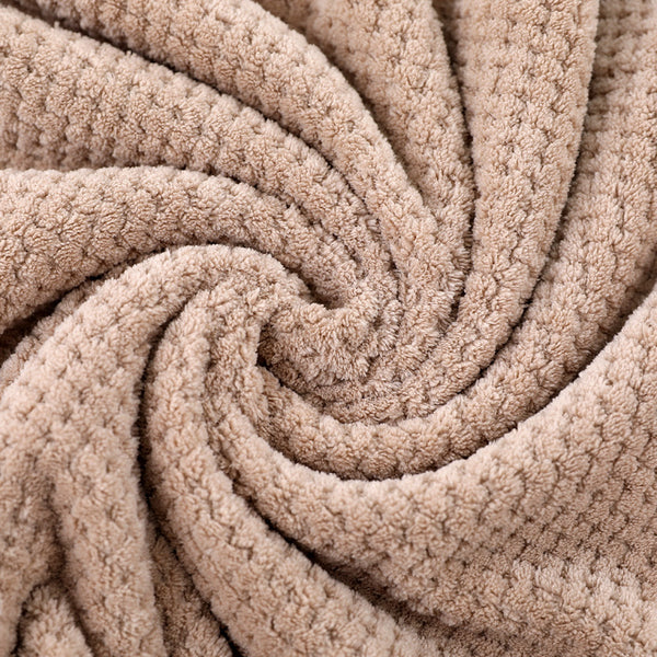 2 Pce Cotton Waffle Bath + Hand Towel Set Light Brown