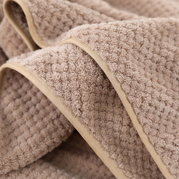 2 Pce Cotton Waffle Bath + Hand Towel Set Light Brown