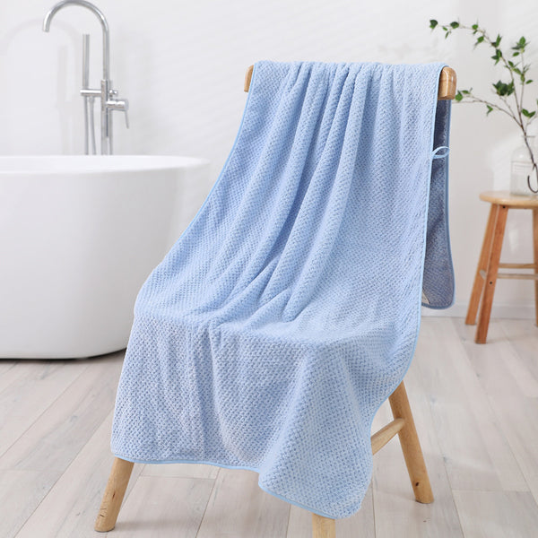2 Pce Cotton Waffle Bath + Hand Towel Set Blue