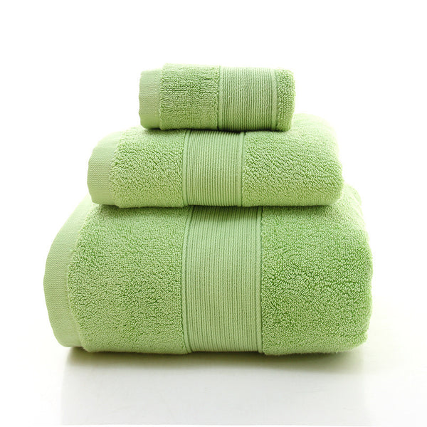 3 Pce Combed Cotton Bath Hand Face Towel Set Green