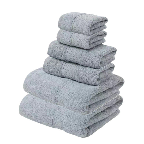 6 Piece Cotton Bath Hand Face Towel Set Dark Grey
