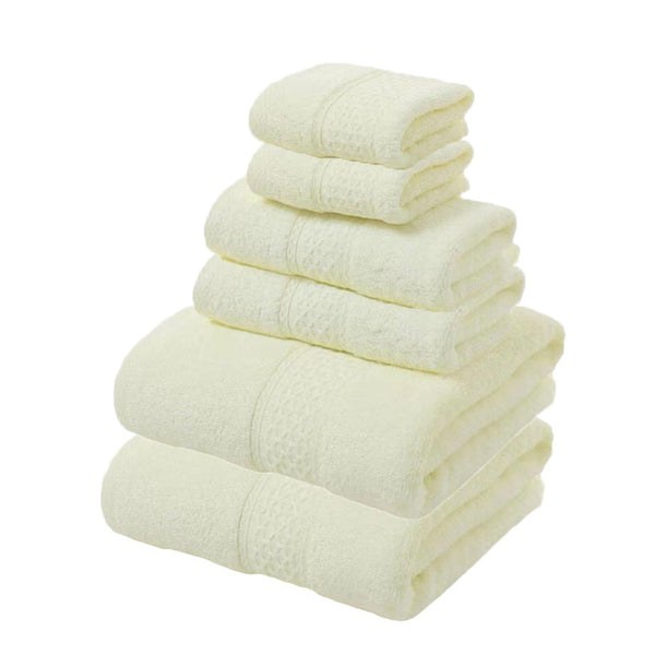 6 Piece Cotton Bath Hand Face Towel Set Beige