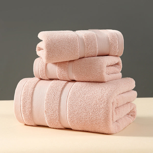 3 Piece Cotton Bath Hand Face Towel Set Pink