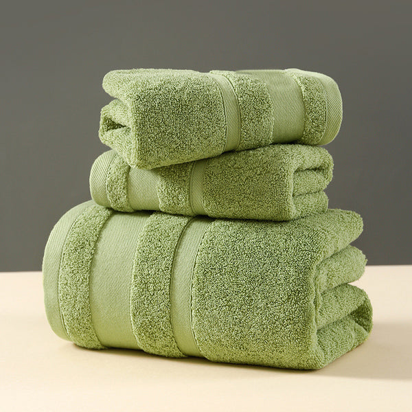 3 Piece Cotton Bath Hand Face Towel Set Green