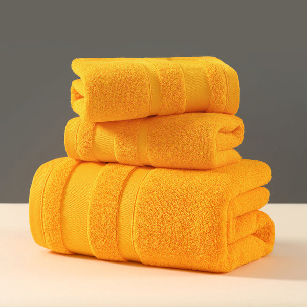 3 Piece Cotton Bath Hand Face Towel Set Yellow