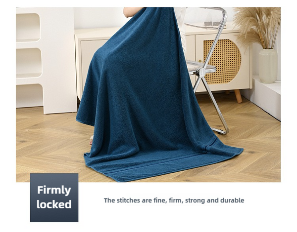 2 Pce Cotton Hand + Bath Towel Set Dark Blue