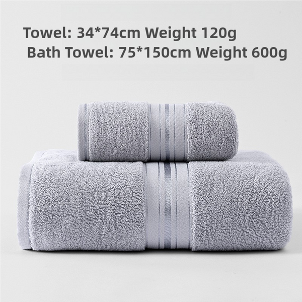 2 Pce Cotton Hand + Bath Towel Set Grey