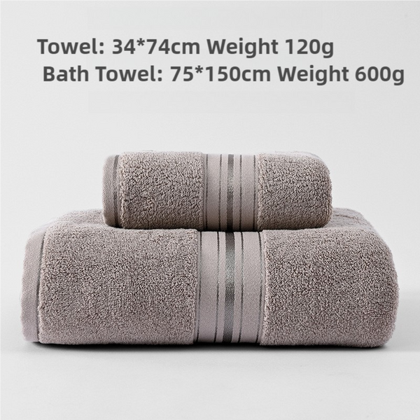 2 Pce Cotton Hand + Bath Towel Set Light Brown