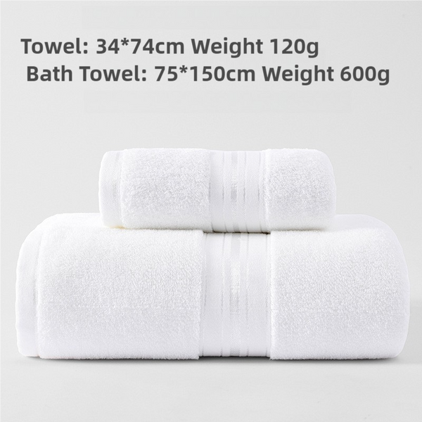 2 Pce Cotton Hand + Bath Towel Set White
