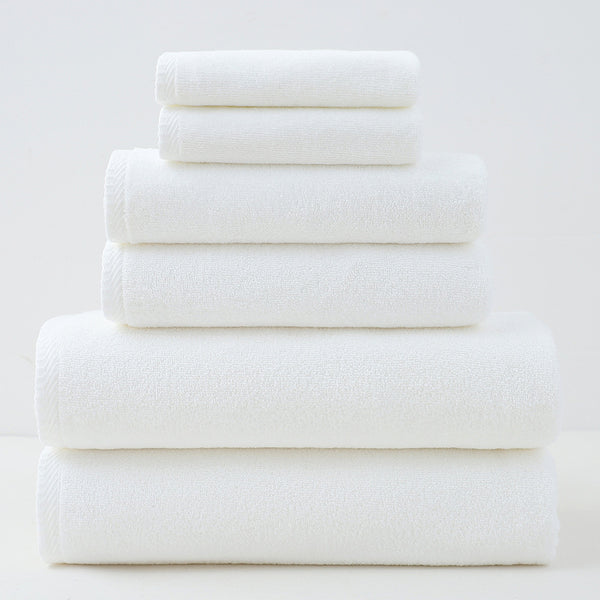 6 Piece Cotton Bath Hand Face Towel Set White