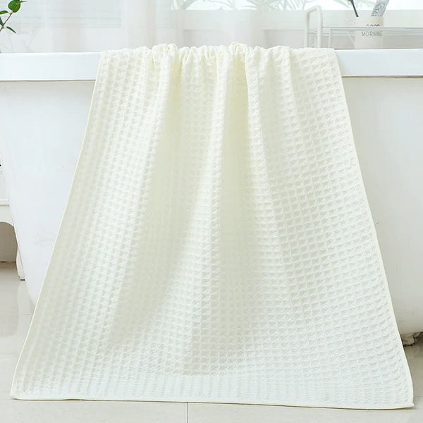 Cotton Waffle Bath Towel 140 x 70cm White