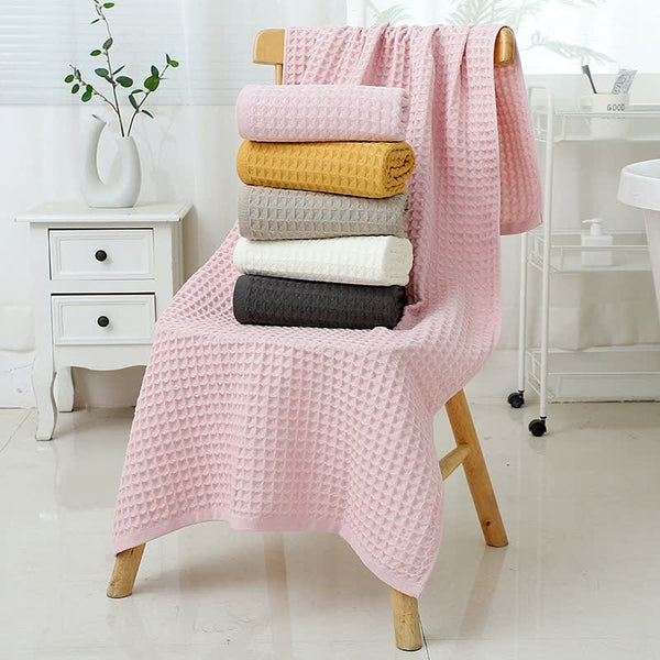 Cotton Waffle Bath Towel 140 x 70cm White