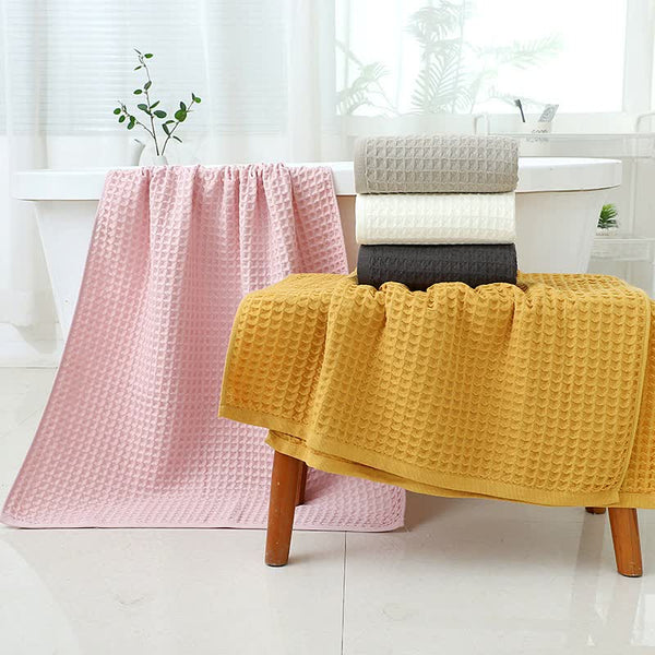 Cotton Waffle Bath Towel 140 x 70cm White