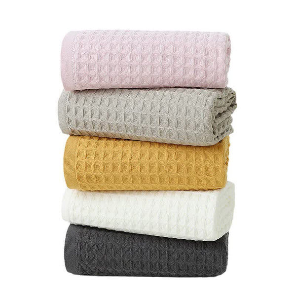 Cotton Waffle Bath Towel 140 x 70cm White