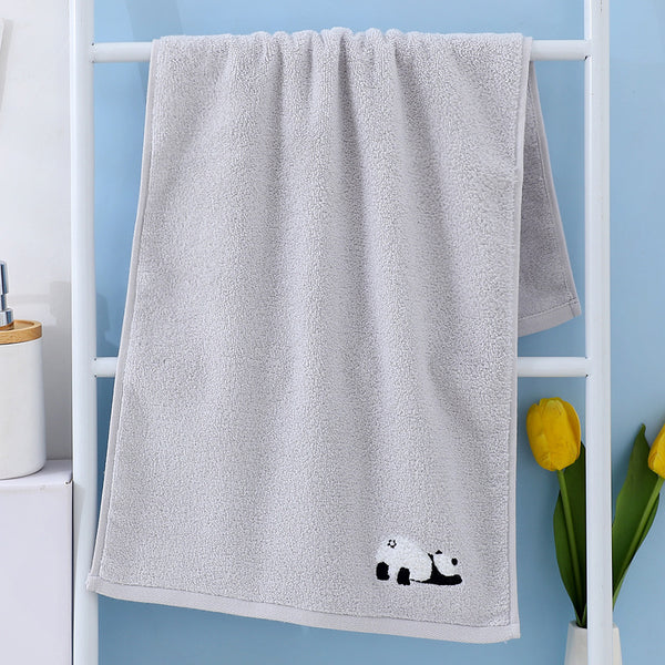 2 Piece Cute Panda Soft Cotton Hand Towel Set 75 x 34cm Grey