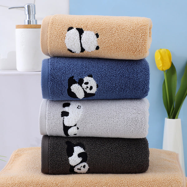 2 Piece Cute Panda Soft Cotton Hand Towel Set 75 x 34cm Grey