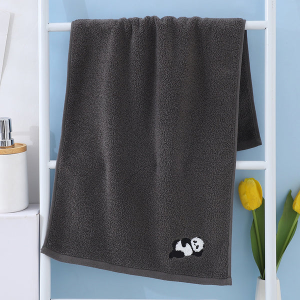 2 Piece Cute Panda Soft Cotton Hand Towel Set 75 x 34cm Dark Grey