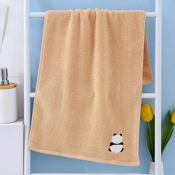 2 Piece Cute Panda Soft Cotton Hand Towel Set 75 x 34cm Khaki