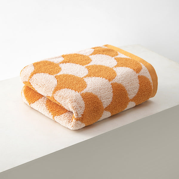 3 x Thickened Cotton Hand Towels 110g 74 x 34cm Mermaid Fish Scale Orange