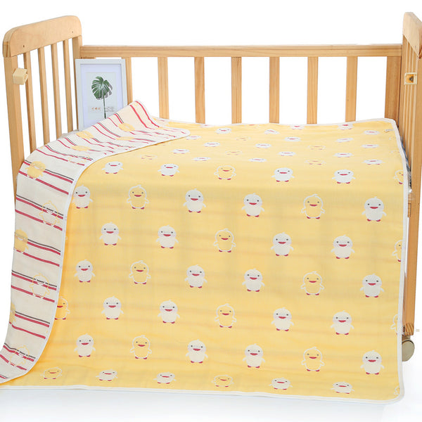 6 Layer Cotton Muslin Baby Infant Blanket Swaddle Cot Bedding 110x110cm Chick Yellow