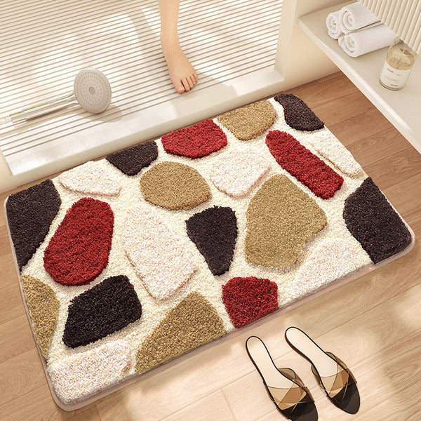 Brown Stone Effect Microfibre Non Slip Bath Mat 60 x 40cm
