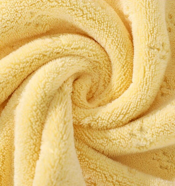 Double Sided Coral Fleece Bath Towel 140 x 170cm Yellow Grey