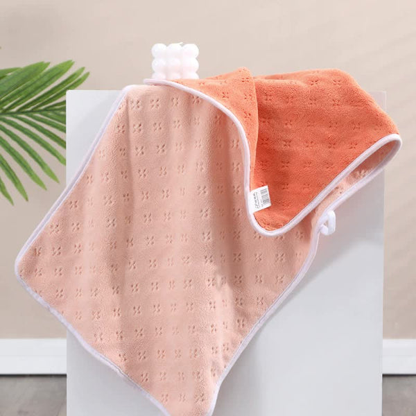 Double Sided Coral Fleece Bath Towel 140 x 170cm Pink Orange