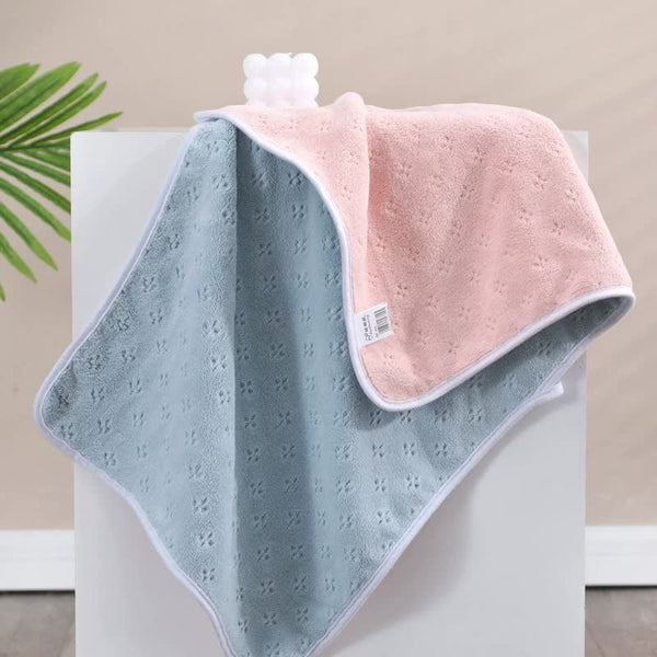 Double Sided Coral Fleece Bath Towel 140 x 170cm Blue Pink