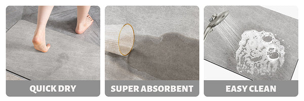 Diatomite Quick Dry Absorbent Bath Mat 90 x 60cm Blue