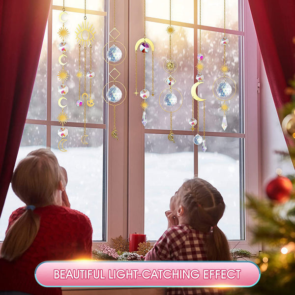 4 x Crystal Sun Catcher Suncatchers Star Moon Dream For Window 33cm