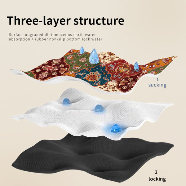 Diatomaceous Earth Diatomite Absorbent Non Slip Bath Mat 80 x 50cm Brown