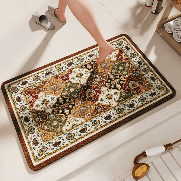 Diatomaceous Earth Diatomite Absorbent Non Slip Bath Mat 90 x 60cm Brown