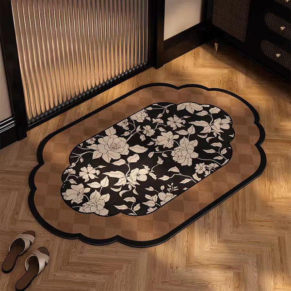Diatomaceous Earth Non Slip Bathroom Mat 90 x 60cm Floral