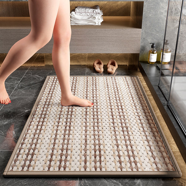 Non Slip Absorbent Bath Mat Rug 80 x 50cm Brown