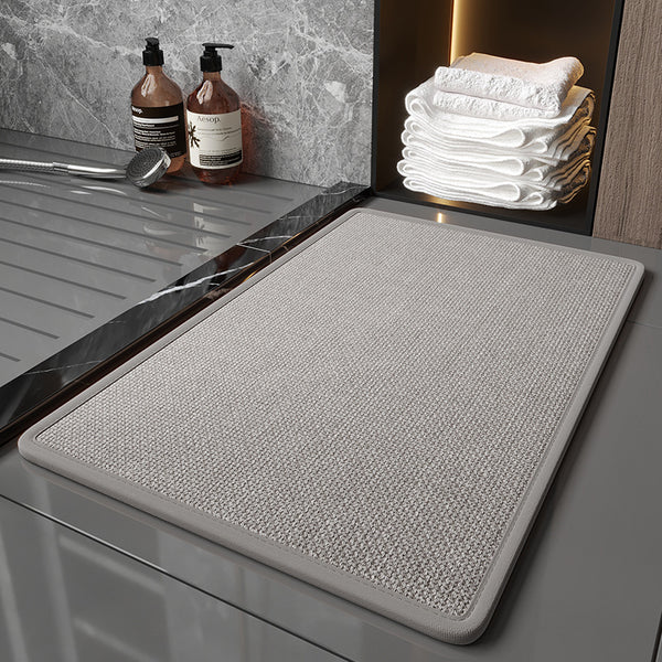 Quick Dry Absorbent Bath Bathroom Mat Rug Non Slip Polyester 60 x 40cm Grey
