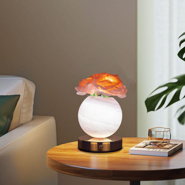 Rose Planet Sphere Ball Lamp Night Light USB 3 Colour Touch Control 21cm Pink
