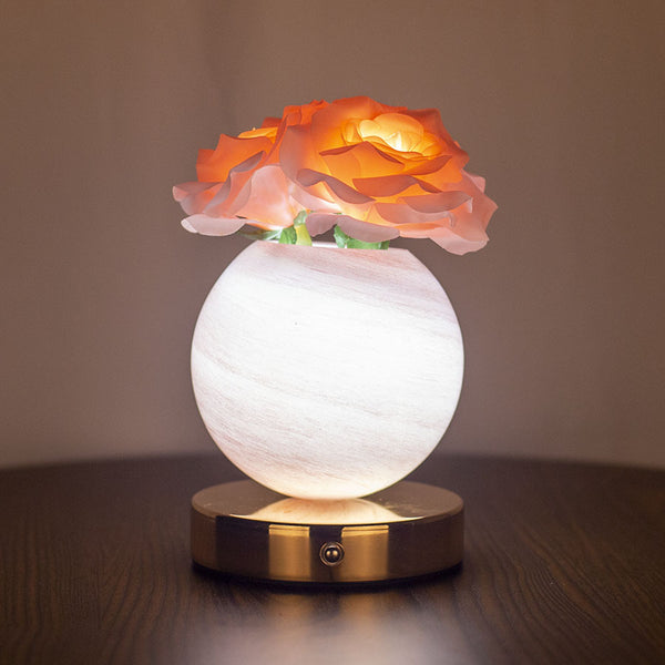 Rose Planet Sphere Ball Lamp Night Light USB 3 Colour Touch Control 21cm Pink