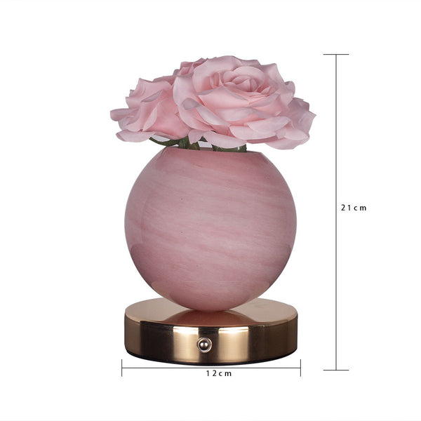 Rose Planet Sphere Ball Lamp Night Light USB 3 Colour Touch Control 21cm Pink