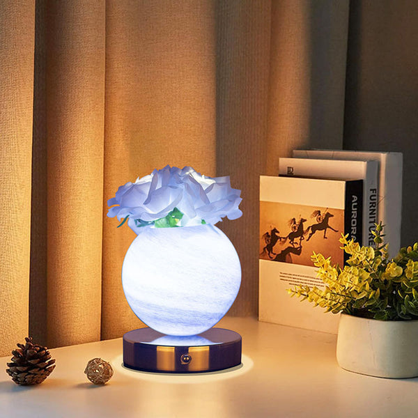 Rose Planet Sphere Ball Lamp Night Light USB 3 Colour Touch Control 21cm Blue
