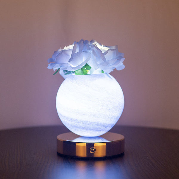 Rose Planet Sphere Ball Lamp Night Light USB 3 Colour Touch Control 21cm Blue