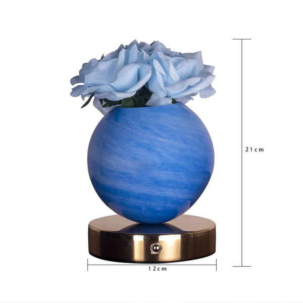 Rose Planet Sphere Ball Lamp Night Light USB 3 Colour Touch Control 21cm Blue