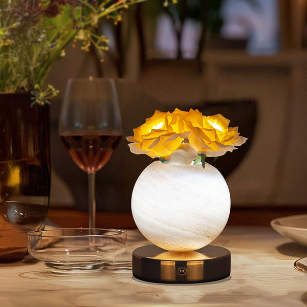 Rose Planet Sphere Ball Lamp Night Light USB 3 Colour Touch Control 21cm Champagne