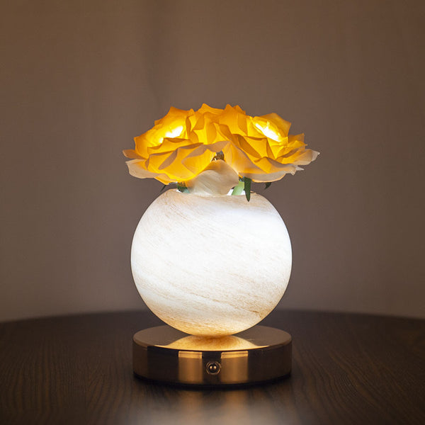 Rose Planet Sphere Ball Lamp Night Light USB 3 Colour Touch Control 21cm Champagne